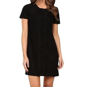 Short sleeve faux suede dress